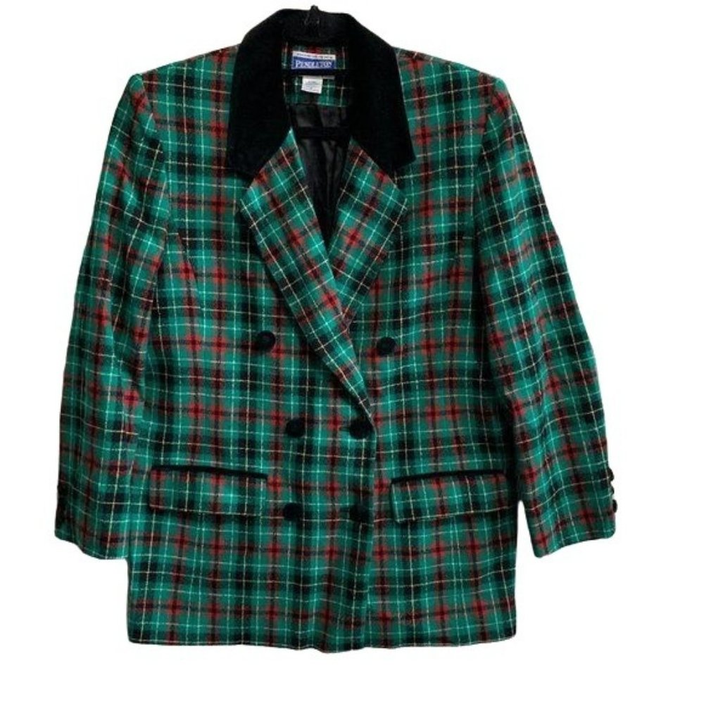 Vintage Pendleton 100% Virgin Wool Velvet Detail Blazer 8